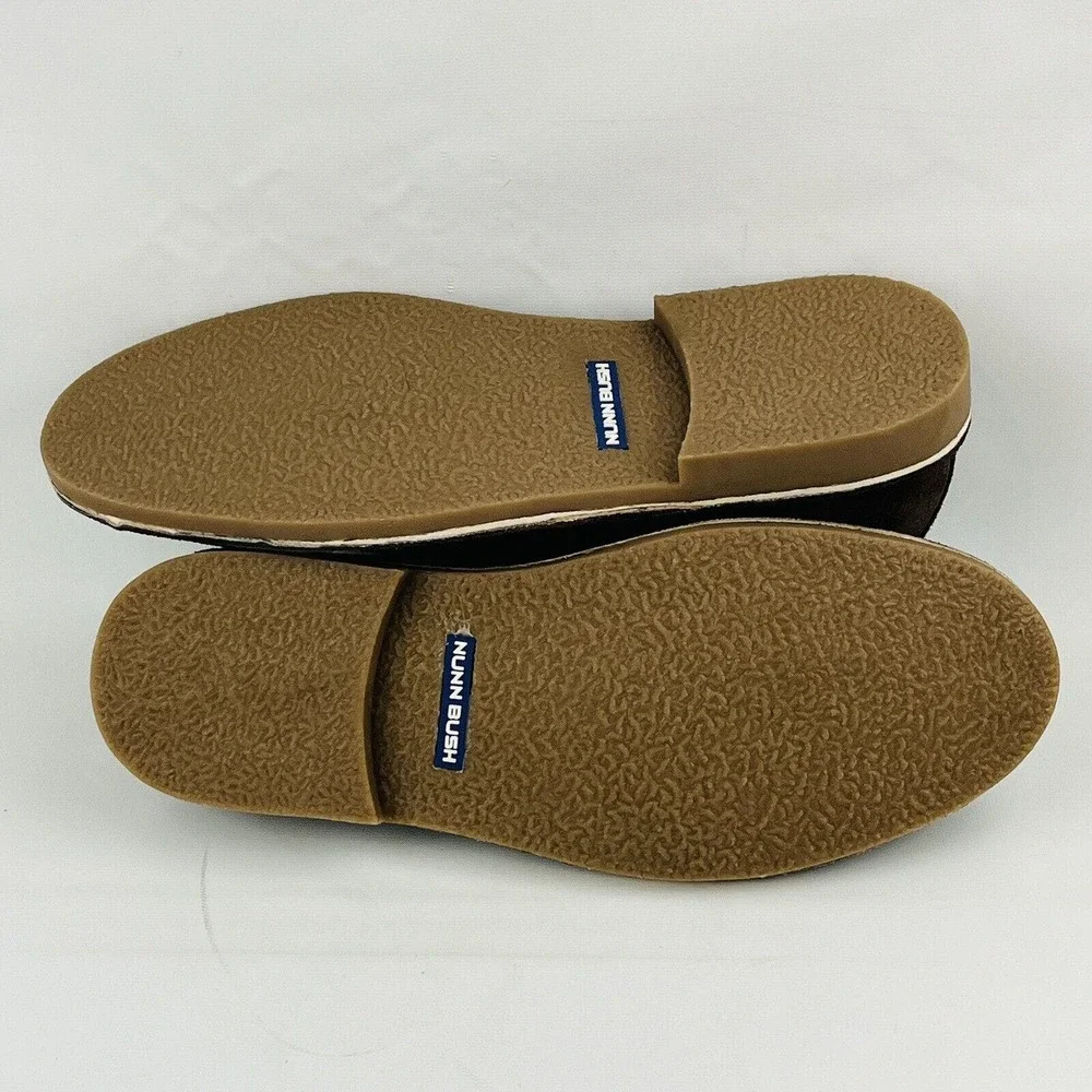 Mens‎ 10.5M Nunn Bush Gordy Plain Toe Oxford Brown Suede Casual Dual Comfort